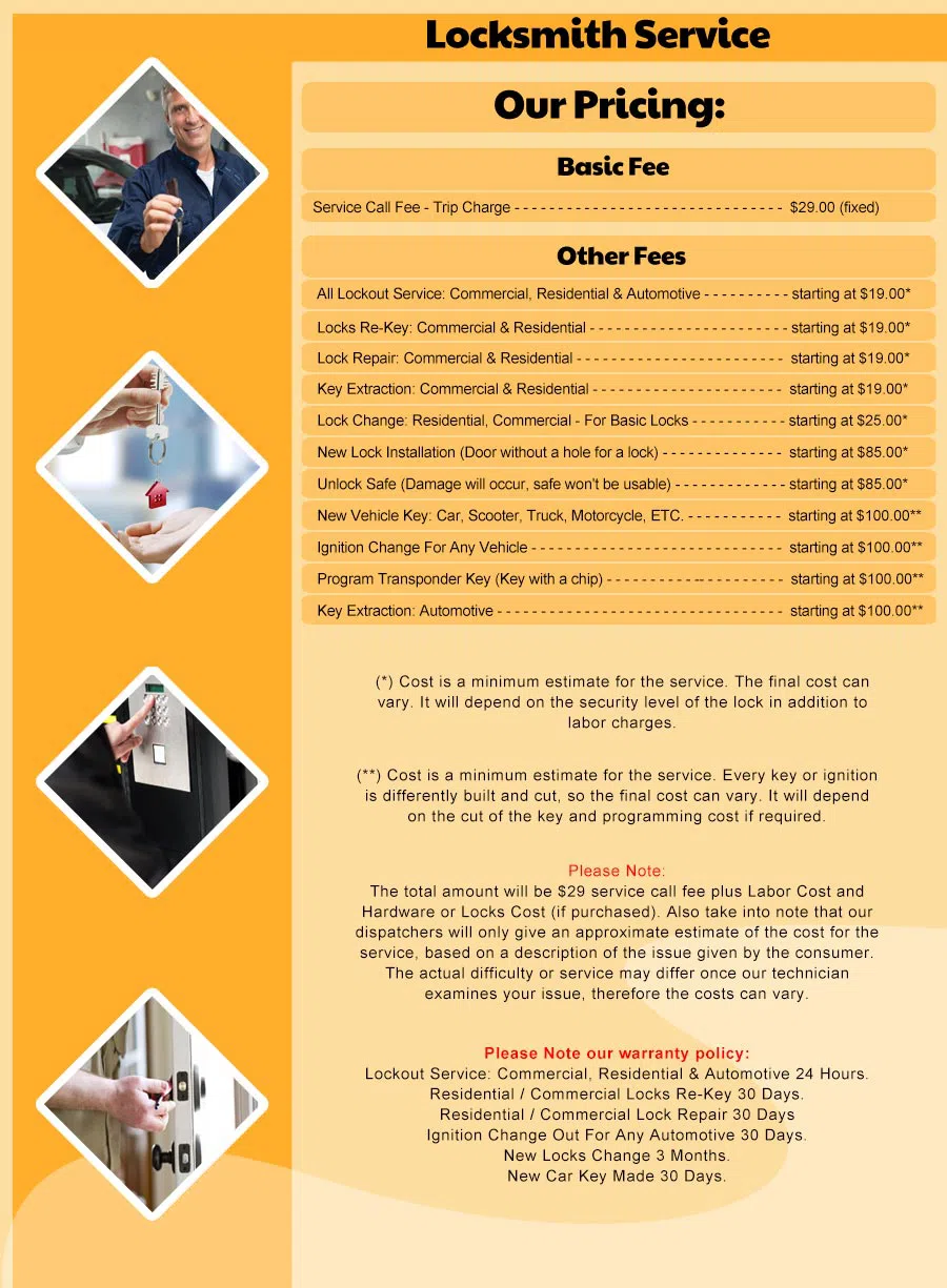 Garwood Locksmith , Garwood, NJ 908-314-4296 - Price-list